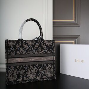 Dior Black Tote with Taupe Embroidered Motif